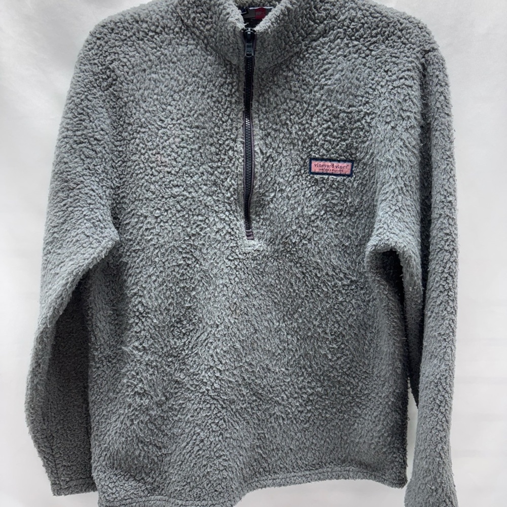 Vineyard Vines Womens Pullover Medium Gray 1/4 Zip Fleece Long sleeve